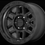 KMC Wheels KM544 Mesa Wheel in Satin Black with a Gloss Black Lip for 2007-2018 Wrangler JK, 2018-2026 Wrangler JL, and 2020-2026 Gladiator JT