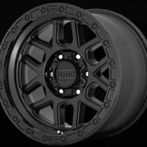 KMC Wheels KM544 Mesa Wheel in Satin Black with a Gloss Black Lip for 2007-2018 Wrangler JK, 2018-2026 Wrangler JL, and 2020-2026 Gladiator JT