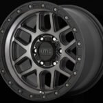 KMC Wheels KM544 Mesa Wheel in Satin Black with Gray Tint for 2007-2018 Wrangler JK, 2018-2026 Wrangler JL, and 2020-2026 Gladiator JT