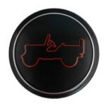 Mopar Black Center Cap with Red Jeep Outline for the 2018-2026 Wrangler JL, 2020-2026 Gladiator JT & 2026 Compass MP