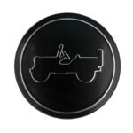 Mopar Black Center Cap with Silver Jeep Outline for the 2018-2026 Wrangler JL, 2020-2026 Gladiator JT, 2026 Compass MP & 2026 Wagoneer S