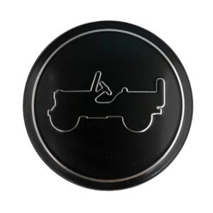 Mopar Black Center Cap with Silver Jeep Outline for the 2018-2026 Wrangler JL, 2020-2026 Gladiator JT, 2026 Compass MP & 2026 Wagoneer S