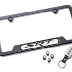 Mopar Black SRT License Plate Frame Kit Gift Set for 2005-2010 Grand Cherokee WK and 2012-2022 Grand Cherokee WK2