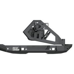 Road Armor Stealth Rear Bumper Full Width with Tire Carrier Assembly in Texture Black for 2018-2026 Wrangler JL