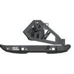 Road Armor Stealth Rear Bumper Mid Width with Tire Carrier Assembly in Texture Black for 2018-2023 Wrangler JL