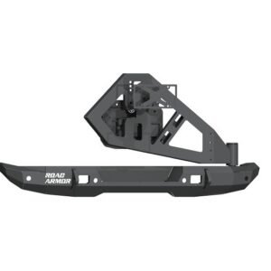 Road Armor Stealth Rear Bumper Mid Width with Tire Carrier Assembly in Texture Black for 2018-2023 Wrangler JL