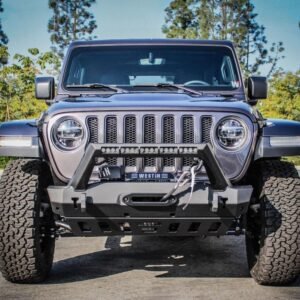 Westin Automotive WJ2 Stubby Front Bumper w/LED Light Bar Mount for 2018-2026 Wrangler JL and 2020-2026 Gladiator JT