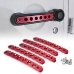 Xprite 5 Piece Red Brushed Aluminum Door Handle Trim Insert for 2007-2018 Wrangler JK