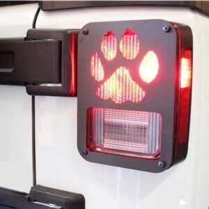 Xprite Paw Print Black Rear Taillight Covers for 2007-2018 Wrangler JK