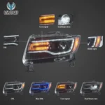 Vland 2011-2013 Jeep Grand Cherokee (WK2) Headlights W/ Startup Animation Blue DRL - Image 2
